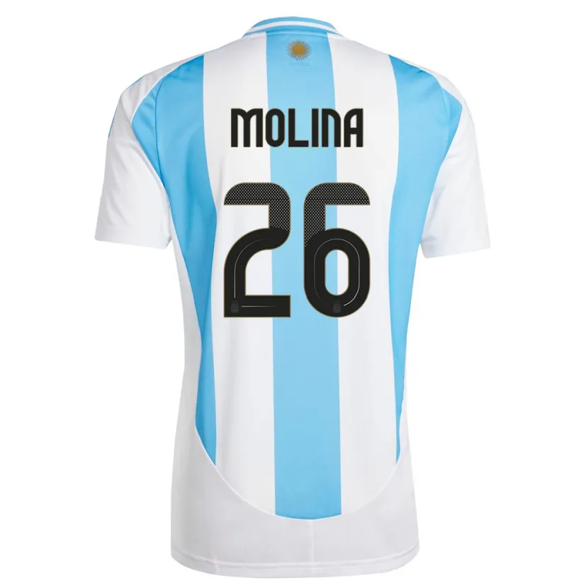 Danxen Herren Argentinien Nahuel Molina #26 Weiß Blau Heimtrikot Trikot 24-26 T-Shirt