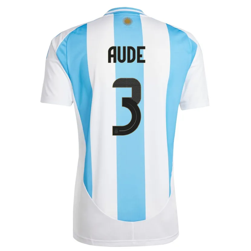 Danxen Herren Argentinien Julian Aude #3 Weiß Blau Heimtrikot Trikot 24-26 T-Shirt