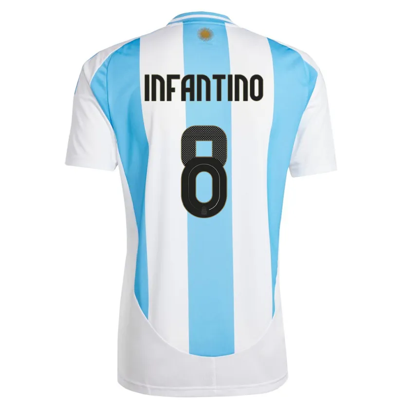 Danxen Herren Argentinien Gino Infantino #8 Weiß Blau Heimtrikot Trikot 24-26 T-Shirt