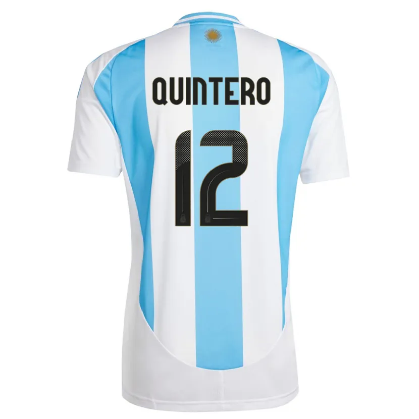 Danxen Herren Argentinien Valentino Quintero #12 Weiß Blau Heimtrikot Trikot 24-26 T-Shirt