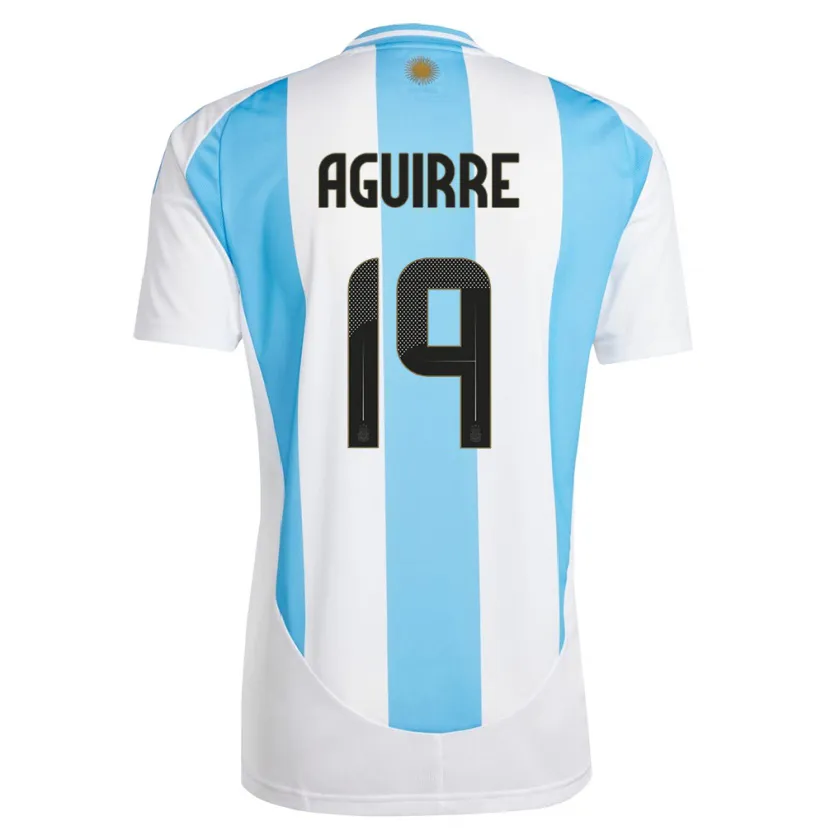 Danxen Herren Argentinien Brian Aguirre #19 Weiß Blau Heimtrikot Trikot 24-26 T-Shirt