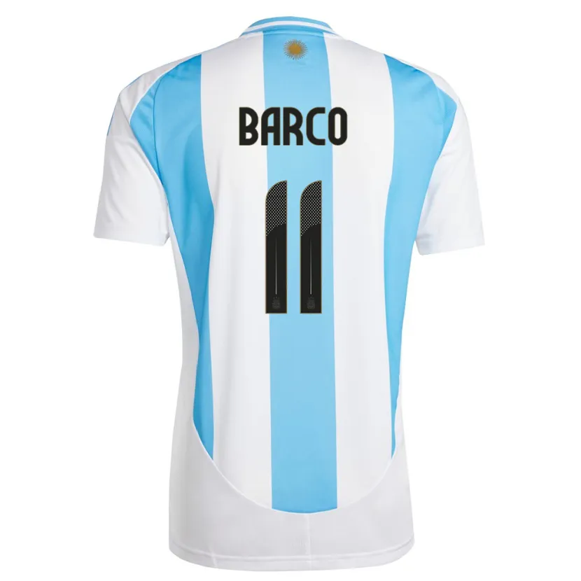 Danxen Herren Argentinien Ezequiel Barco #11 Weiß Blau Heimtrikot Trikot 24-26 T-Shirt