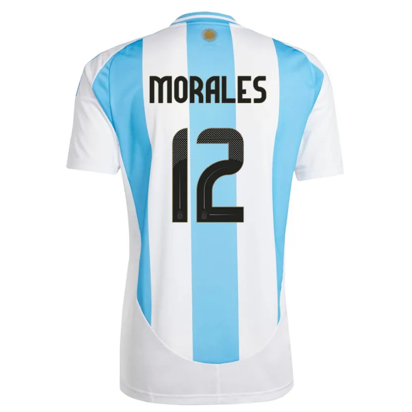 Danxen Herren Argentinien Lautaro Morales #12 Weiß Blau Heimtrikot Trikot 24-26 T-Shirt