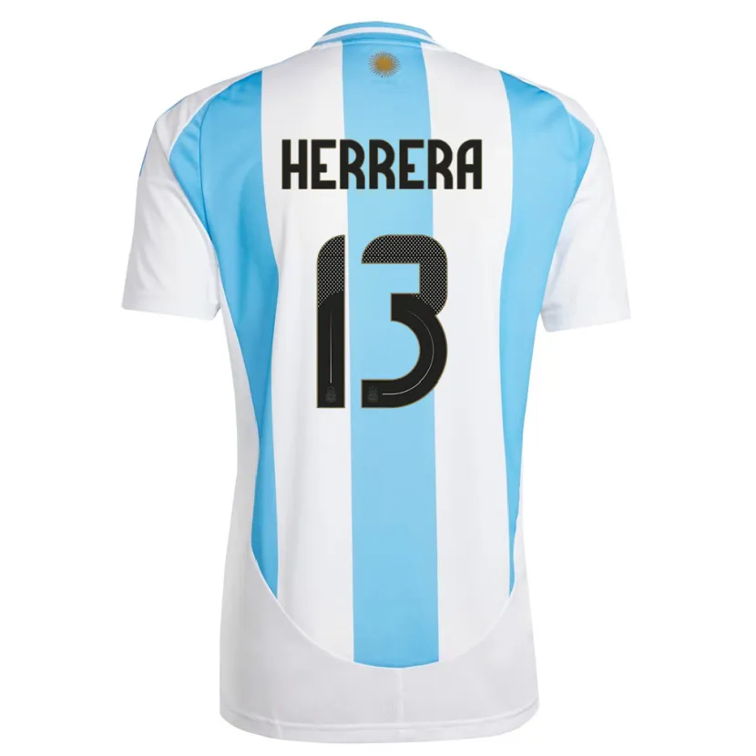 Danxen Herren Argentinien Marcelo Herrera #13 Weiß Blau Heimtrikot Trikot 24-26 T-Shirt