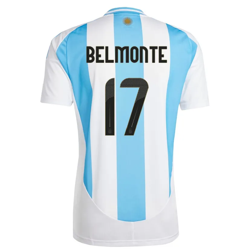 Danxen Herren Argentinien Tomas Belmonte #17 Weiß Blau Heimtrikot Trikot 24-26 T-Shirt