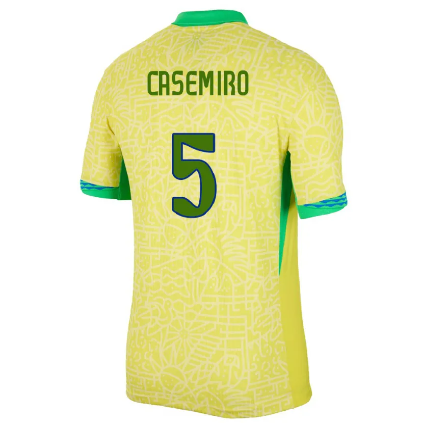 Danxen Herren Brasilien Casemiro #5 Gelb Heimtrikot Trikot 24-26 T-Shirt