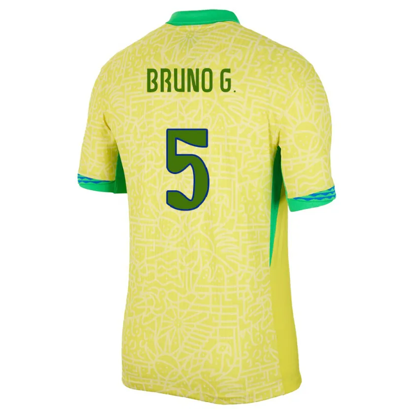 Danxen Herren Brasilien Bruno Guimaraes #5 Gelb Heimtrikot Trikot 24-26 T-Shirt