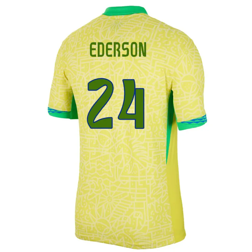 Danxen Herren Brasilien Ederson #24 Gelb Heimtrikot Trikot 24-26 T-Shirt