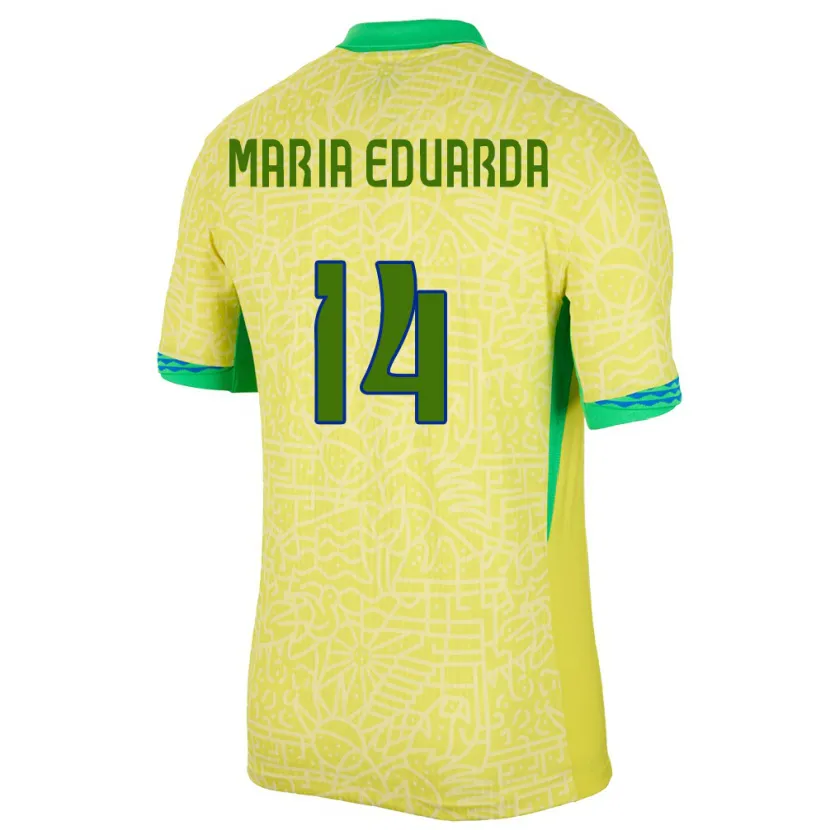 Danxen Herren Brasilien Maria Eduarda #14 Gelb Heimtrikot Trikot 24-26 T-Shirt
