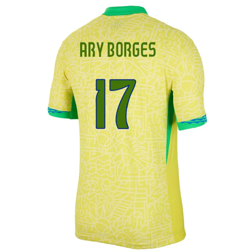 Danxen Herren Brasilien Ary Borges #17 Gelb Heimtrikot Trikot 24-26 T-Shirt