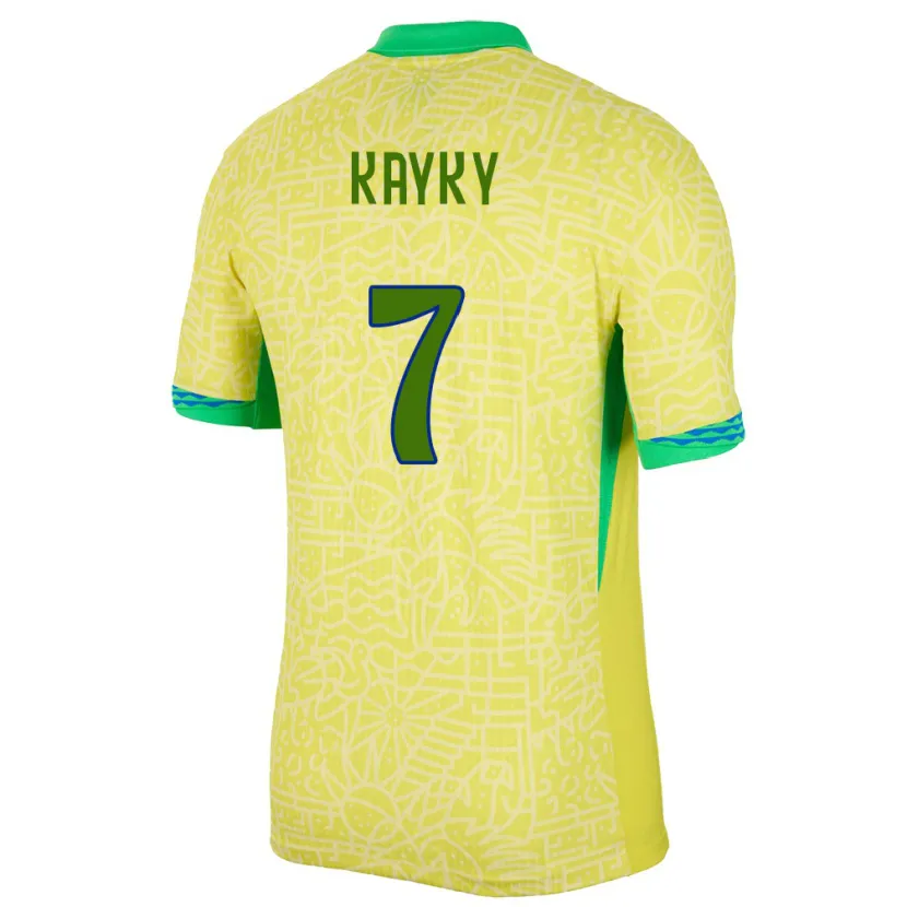 Danxen Herren Brasilien Kayky #7 Gelb Heimtrikot Trikot 24-26 T-Shirt