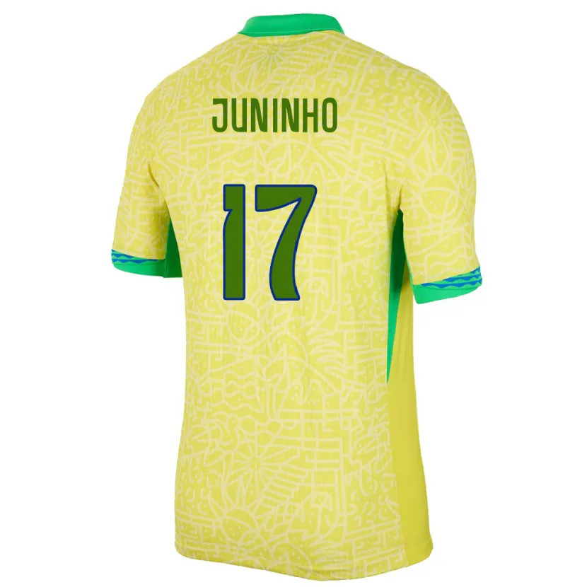 Danxen Herren Brasilien Juninho #17 Gelb Heimtrikot Trikot 24-26 T-Shirt
