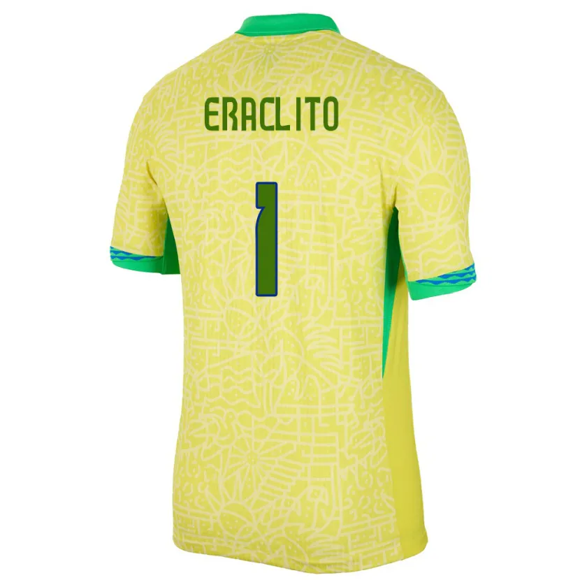 Danxen Herren Brasilien Marcelo Eraclito #1 Gelb Heimtrikot Trikot 24-26 T-Shirt