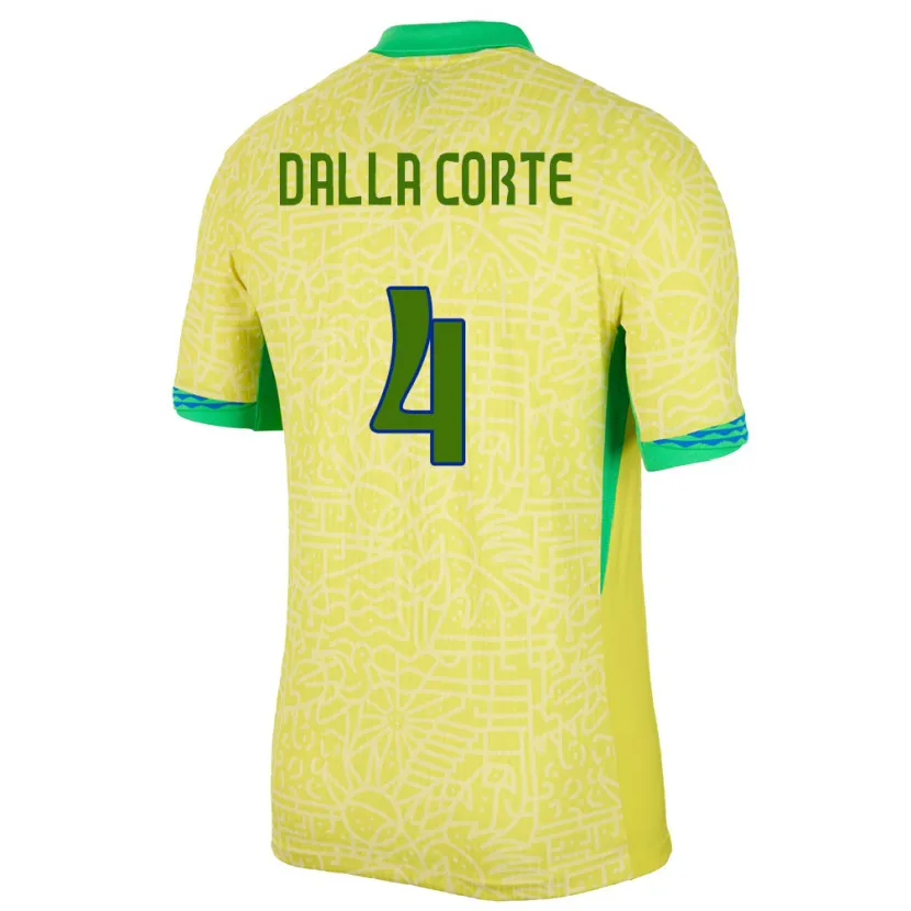 Danxen Herren Brasilien Joao Dalla Corte #4 Gelb Heimtrikot Trikot 24-26 T-Shirt