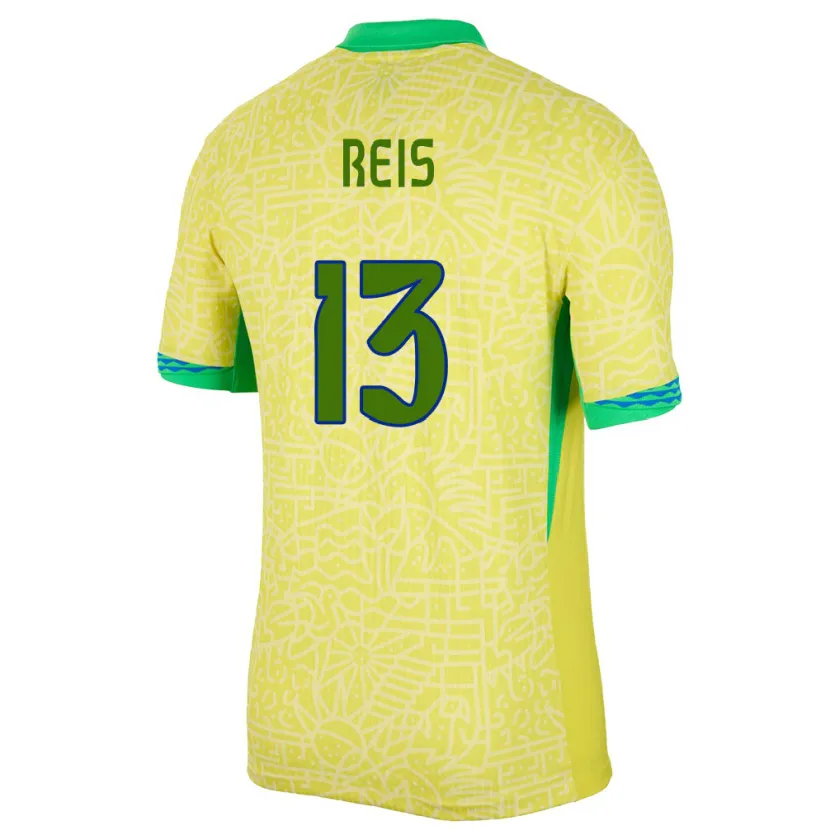 Danxen Herren Brasilien Vitor Reis #13 Gelb Heimtrikot Trikot 24-26 T-Shirt