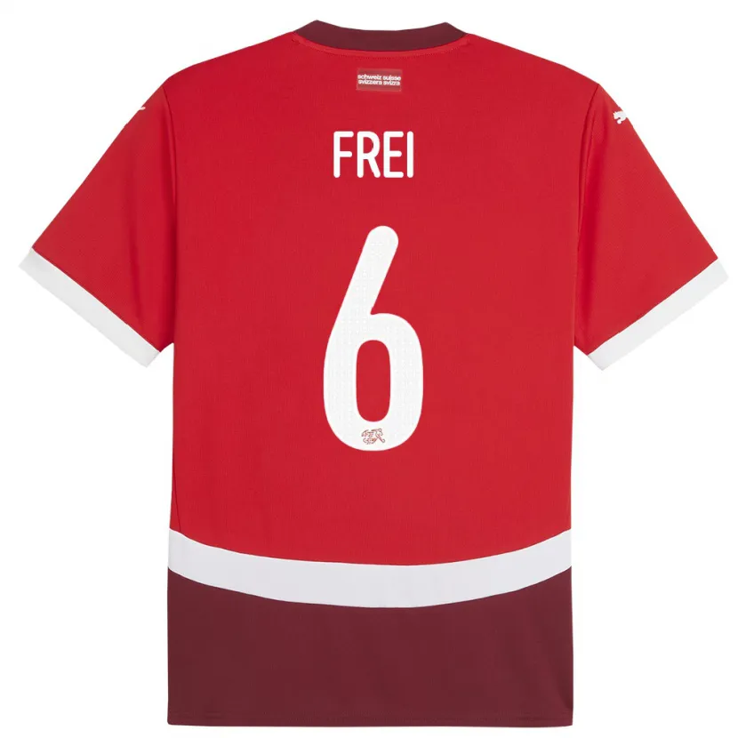 Danxen Herren Schweiz Fabian Frei #6 Rot Heimtrikot Trikot 24-26 T-Shirt