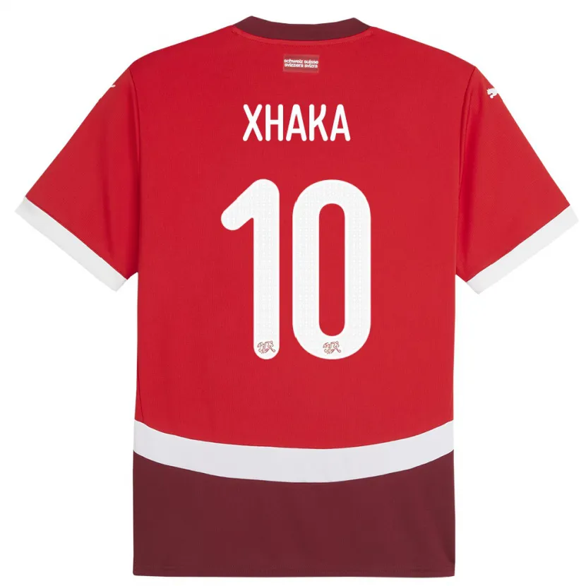 Danxen Herren Schweiz Granit Xhaka #10 Rot Heimtrikot Trikot 24-26 T-Shirt