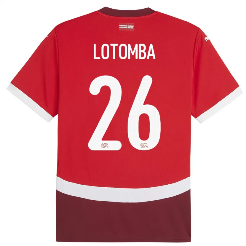Danxen Herren Schweiz Jordan Lotomba #26 Rot Heimtrikot Trikot 24-26 T-Shirt