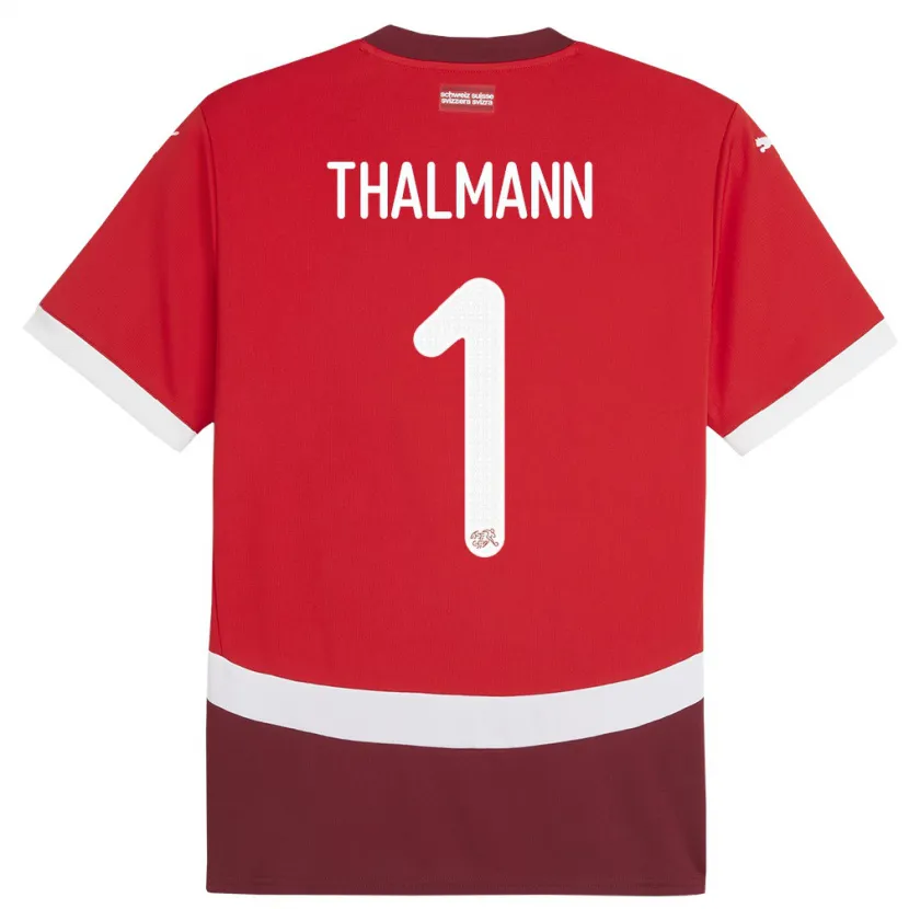 Danxen Herren Schweiz Gaelle Thalmann #1 Rot Heimtrikot Trikot 24-26 T-Shirt