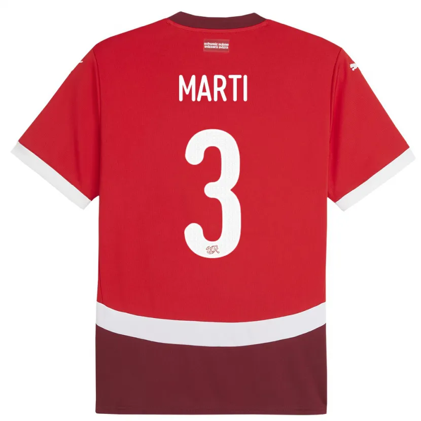 Danxen Herren Schweiz Lara Marti #3 Rot Heimtrikot Trikot 24-26 T-Shirt