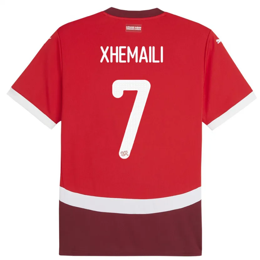 Danxen Herren Schweiz Riola Xhemaili #7 Rot Heimtrikot Trikot 24-26 T-Shirt