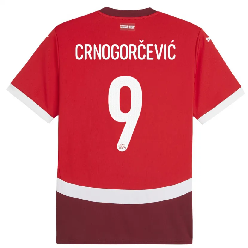 Danxen Herren Schweiz Ana Maria Crnogorcevic #9 Rot Heimtrikot Trikot 24-26 T-Shirt