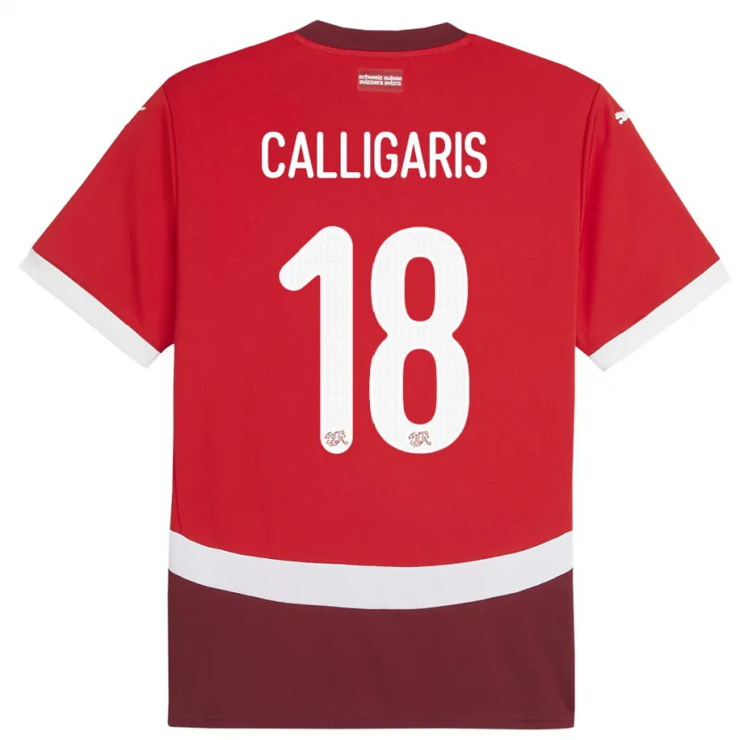 Danxen Herren Schweiz Viola Calligaris #18 Rot Heimtrikot Trikot 24-26 T-Shirt