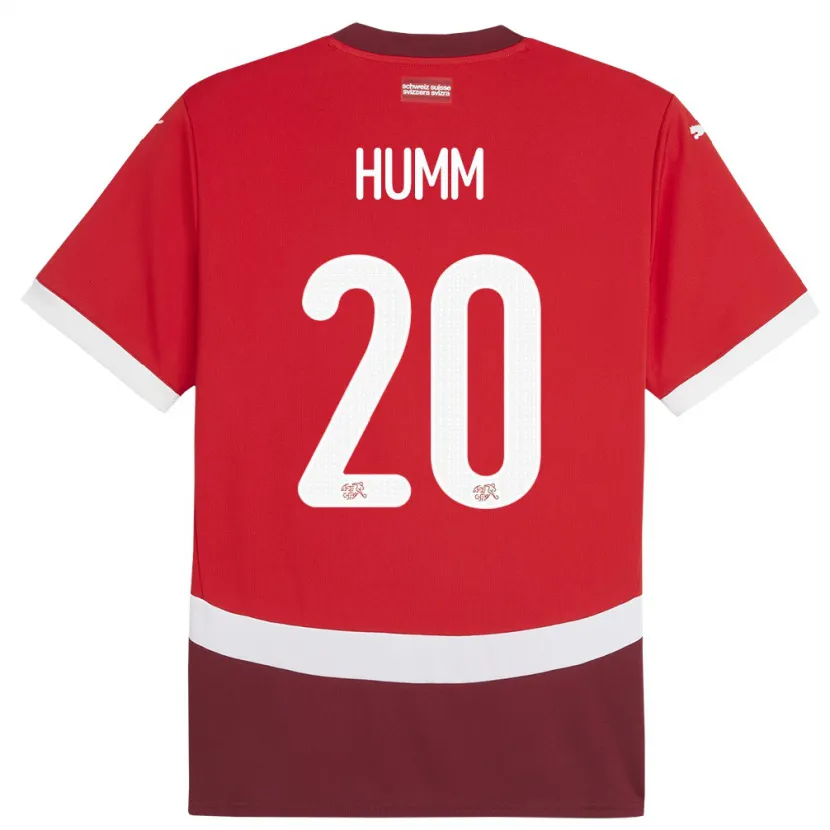 Danxen Herren Schweiz Fabienne Humm #20 Rot Heimtrikot Trikot 24-26 T-Shirt
