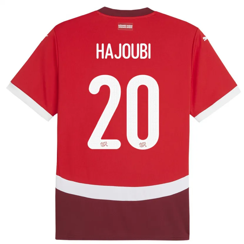 Danxen Herren Schweiz Amin Hajoubi #20 Rot Heimtrikot Trikot 24-26 T-Shirt