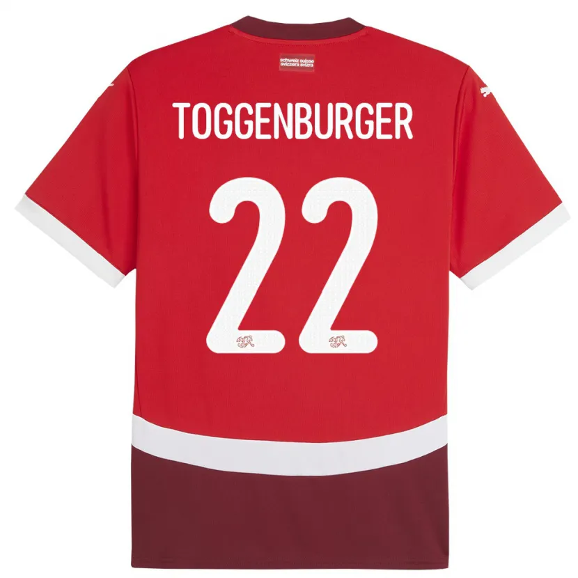 Danxen Herren Schweiz Nando Toggenburger #22 Rot Heimtrikot Trikot 24-26 T-Shirt