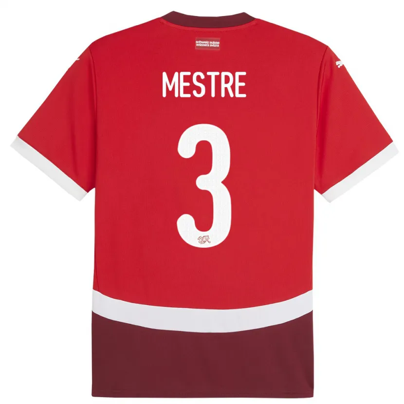 Danxen Herren Schweiz Luis Mestre #3 Rot Heimtrikot Trikot 24-26 T-Shirt