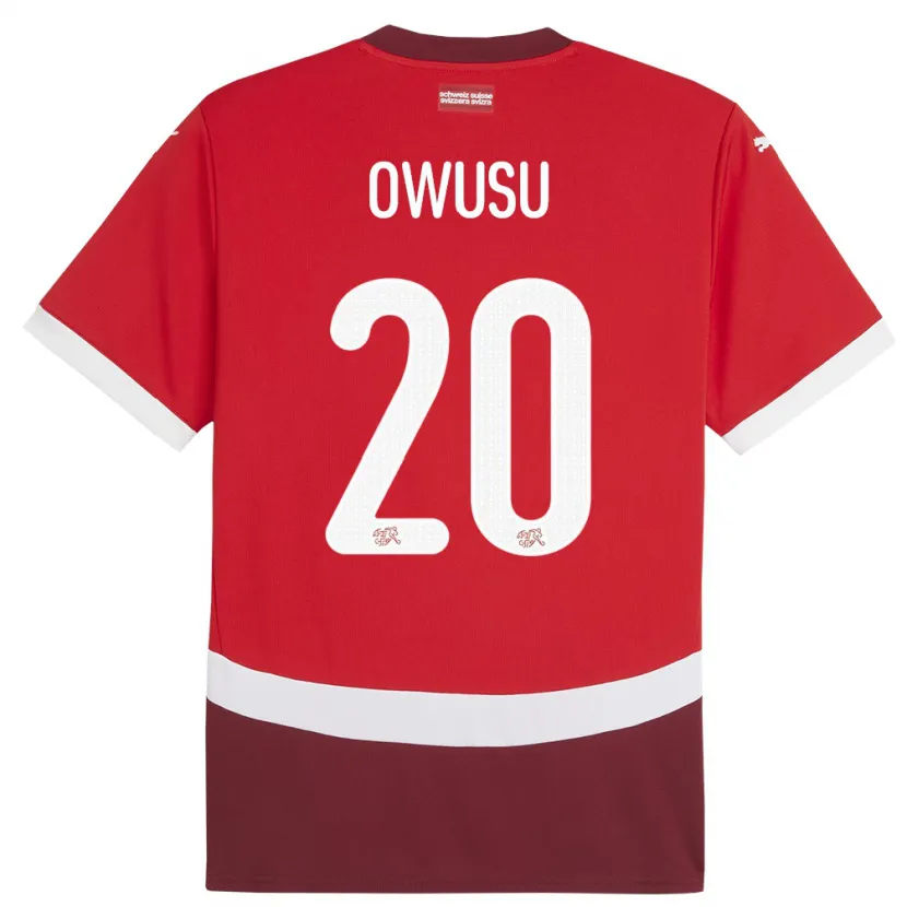 Danxen Herren Schweiz Tyron Owusu #20 Rot Heimtrikot Trikot 24-26 T-Shirt