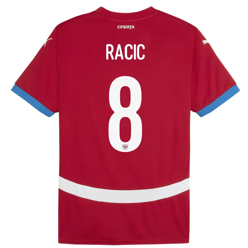 Danxen Herren Serbien Uros Racic #8 Rot Heimtrikot Trikot 24-26 T-Shirt