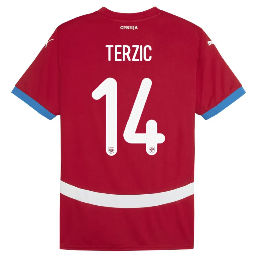 Danxen Herren Serbien Aleksa Terzic #14 Rot Heimtrikot Trikot 24-26 T-Shirt