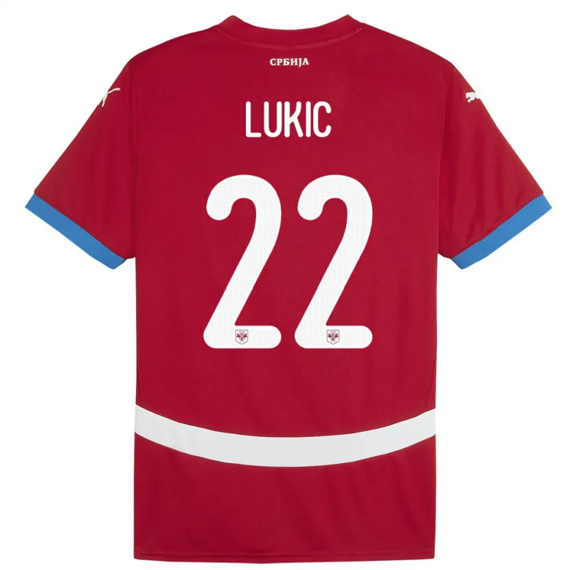 Danxen Herren Serbien Sasa Lukic #22 Rot Heimtrikot Trikot 24-26 T-Shirt