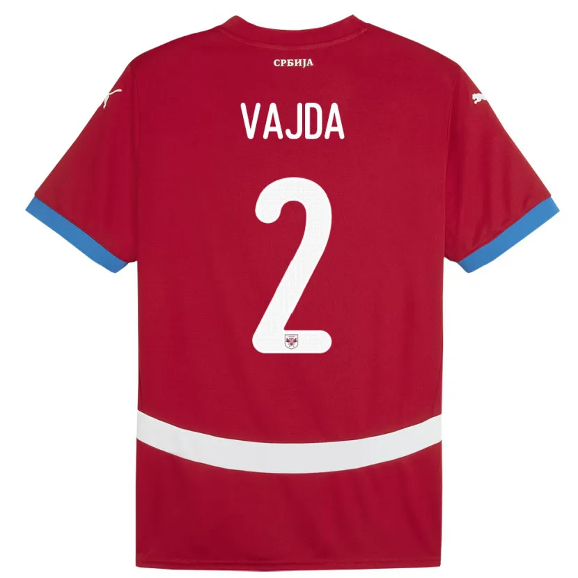 Danxen Herren Serbien Orsoja Vajda #2 Rot Heimtrikot Trikot 24-26 T-Shirt