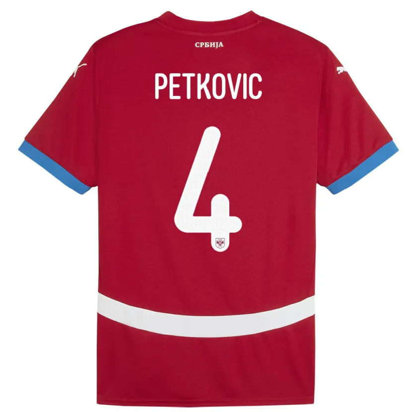 Danxen Herren Serbien Nikola Petkovic #4 Rot Heimtrikot Trikot 24-26 T-Shirt
