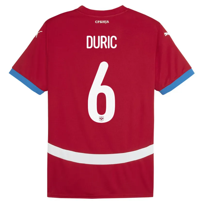 Danxen Herren Serbien Andrej Duric #6 Rot Heimtrikot Trikot 24-26 T-Shirt