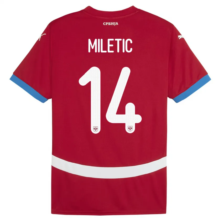 Danxen Herren Serbien Vladimir Miletic #14 Rot Heimtrikot Trikot 24-26 T-Shirt