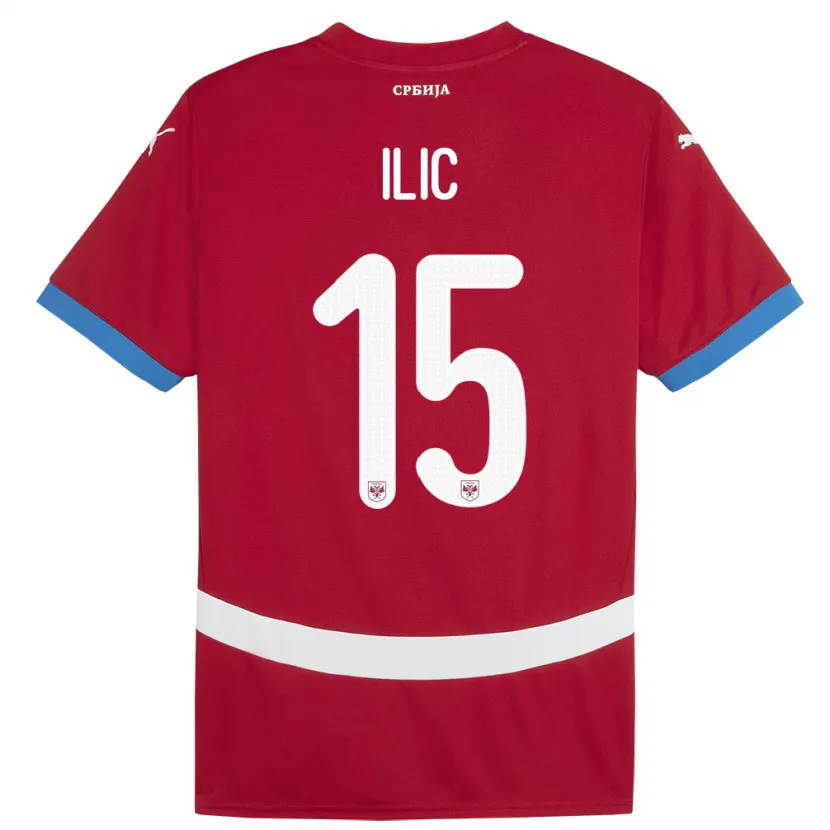 Danxen Herren Serbien Mihajlo Ilic #15 Rot Heimtrikot Trikot 24-26 T-Shirt
