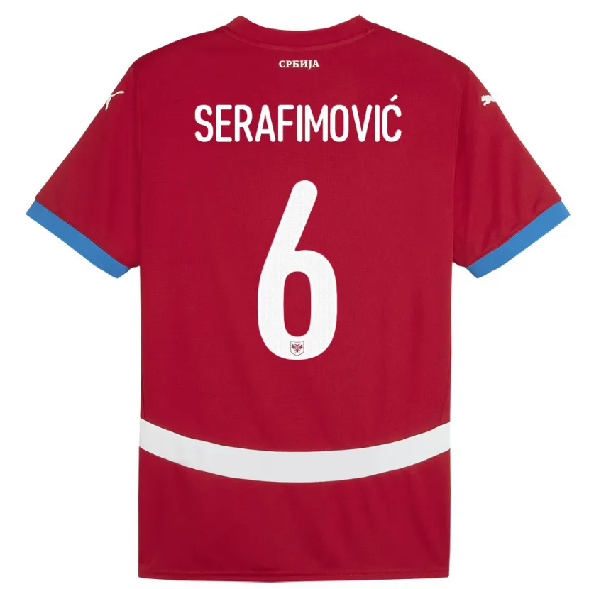 Danxen Herren Serbien Vojin Serafimovic #6 Rot Heimtrikot Trikot 24-26 T-Shirt