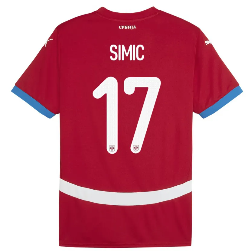 Danxen Herren Serbien Jan Carlo Simic #17 Rot Heimtrikot Trikot 24-26 T-Shirt