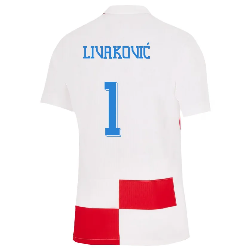 Danxen Herren Kroatien Dominik Livakovic #1 Weiß Rot Heimtrikot Trikot 24-26 T-Shirt