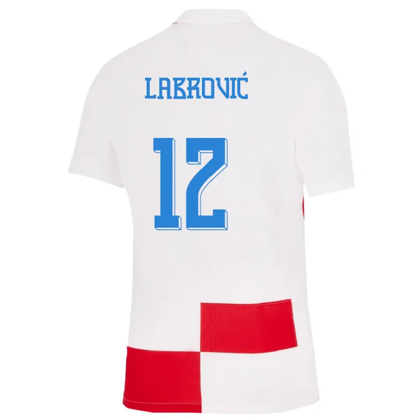 Danxen Herren Kroatien Nediljko Labrovic #12 Weiß Rot Heimtrikot Trikot 24-26 T-Shirt