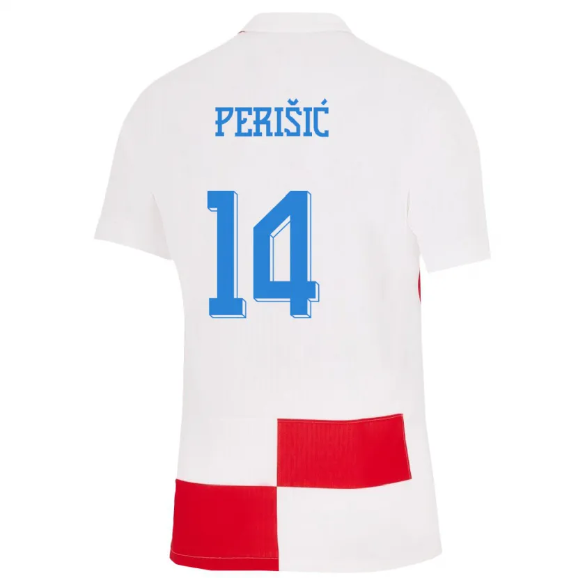 Danxen Herren Kroatien Ivan Perisic #14 Weiß Rot Heimtrikot Trikot 24-26 T-Shirt