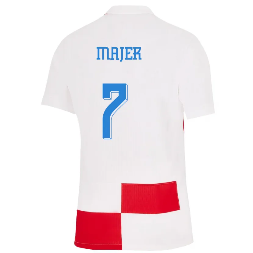 Danxen Herren Kroatien Lovro Majer #7 Weiß Rot Heimtrikot Trikot 24-26 T-Shirt