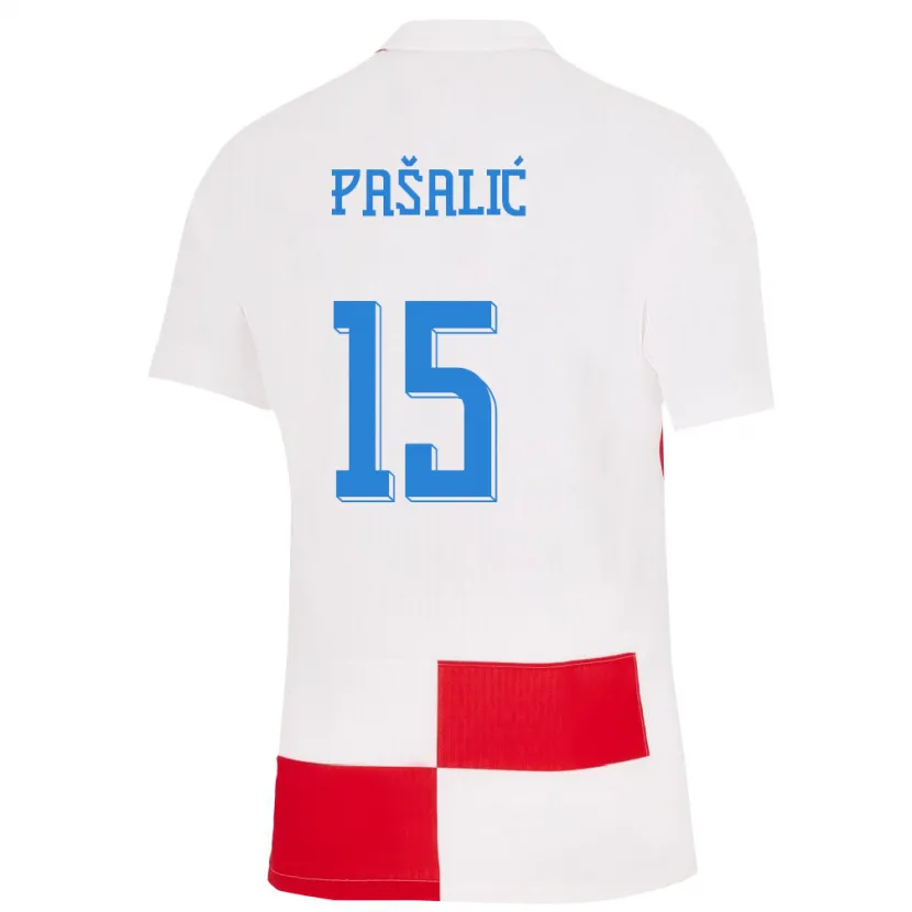 Danxen Herren Kroatien Mario Pasalic #15 Weiß Rot Heimtrikot Trikot 24-26 T-Shirt