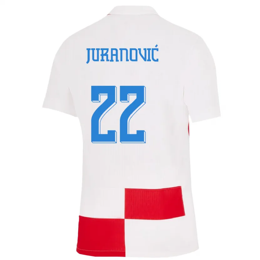 Danxen Herren Kroatien Josip Juranovic #22 Weiß Rot Heimtrikot Trikot 24-26 T-Shirt