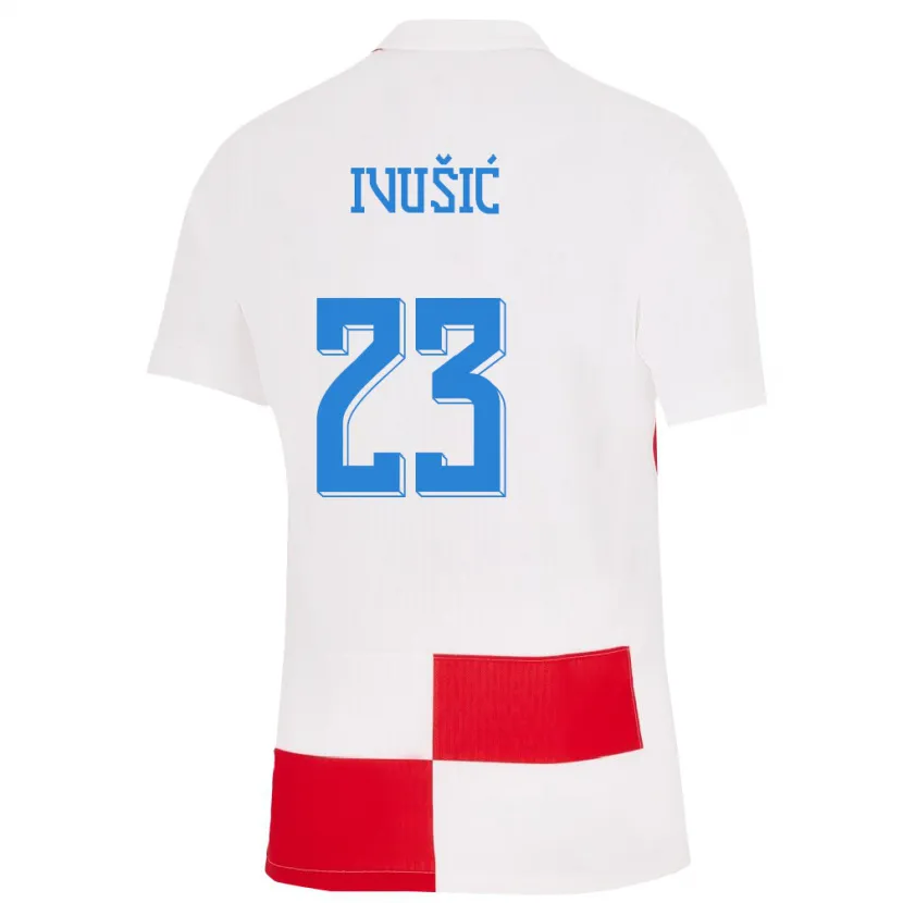 Danxen Herren Kroatien Ivica Ivusic #23 Weiß Rot Heimtrikot Trikot 24-26 T-Shirt