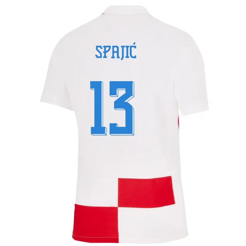 Danxen Herren Kroatien Helena Spajic #13 Weiß Rot Heimtrikot Trikot 24-26 T-Shirt